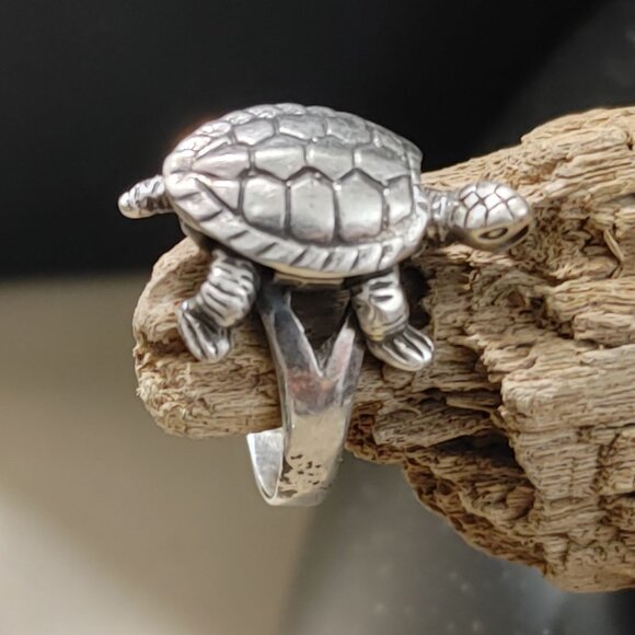 Turtle Tortoise Design Ring Moving Parts Articulated Sterling Silver 925 Nature - Picture 13 of 14